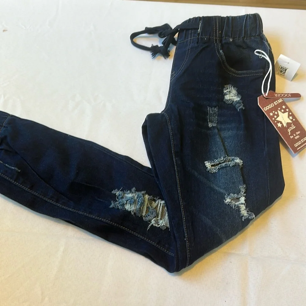 NWT GOGO Star Girls‎ Joggers Jeans Distressed Size 10
